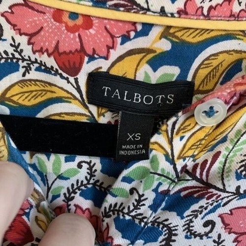 Talbots Women’s Floral Top Size XS Long Sleeve Multicolor Cottagecore Old Money - Picture 7 of 9