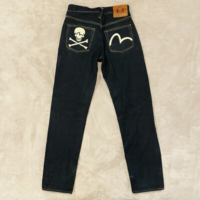 EVISU Selvedge Denim Button Fly No. 3 Lot 2000 Skull Jeans EVISU Selvedge Denim Button Fly No. 3 Lot 2000 Skull Jeans