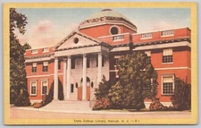 Raleigh North Carolina Linen Postcard State College Library