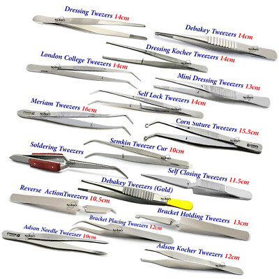 Dental Orthodontic Cotton Dressing Forceps Self Lock Adson Tweezers Lab Tools