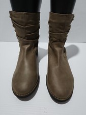 Inniu "Femme" Womens Brown Ankle Zip  Block Heel Boot Size 39  NIB