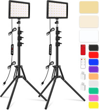2 Packs LED Video Light Kit with 61.99" Tripod Stand, Dimmable 2400-6800K Photog