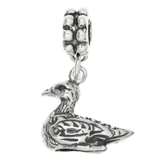Sterling Silver Wild Mallard Duck Dangle Bead Charm