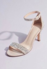 David  s Bridal Pearl and Iridescent Crystal Bridal Heels - Brand New Size 7.