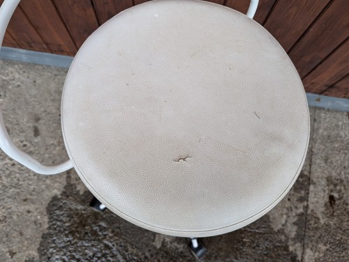 80er Vintage Sitzhocker Hocker Vinyl Drehhocker Retro Arzthocker Post Modern80s - Bild 3 von 11