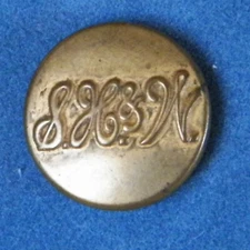 Bb  S. H. & W. Antique Brass OVERALL BUTTON Wobble shank small