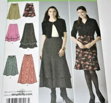 Simplicity 2516 Short Medium Long Skirt Pattern Sz 8 10 12 14 16 Waist Variation