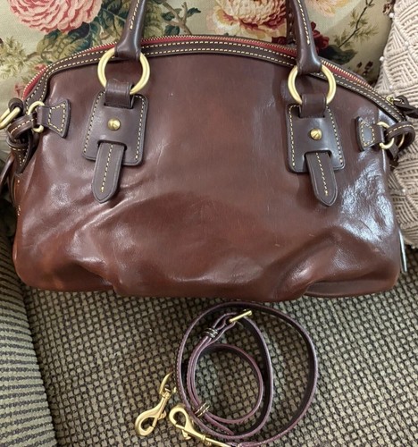 Dooney Bourke Dark Brown T’Moro Florentine Toledo Leather Mail Bag Satchel - Picture 5 of 22