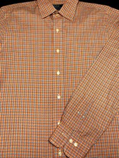 Ralph Lauren Mens Curham Polo Button Front Long Sleeve Plaid Shirt 16 Large L