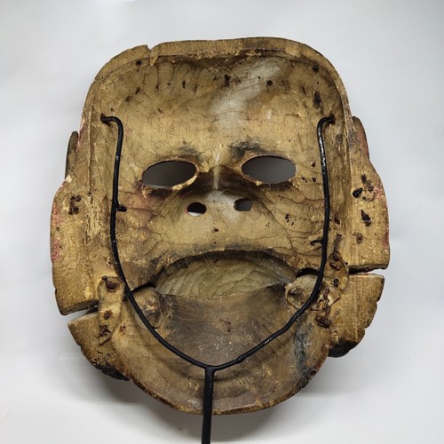 Vintage Wood Mask Hand Carved Tribal Boho Balinese Indonesia Brown Fine Art - Picture 8 of 12