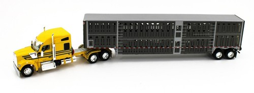 DCP 1:64 *YELLOW & GRAY* Kenworth W990 High Roof & WILSON LIVESTOCK TRAILER NIB - Picture 2 of 8