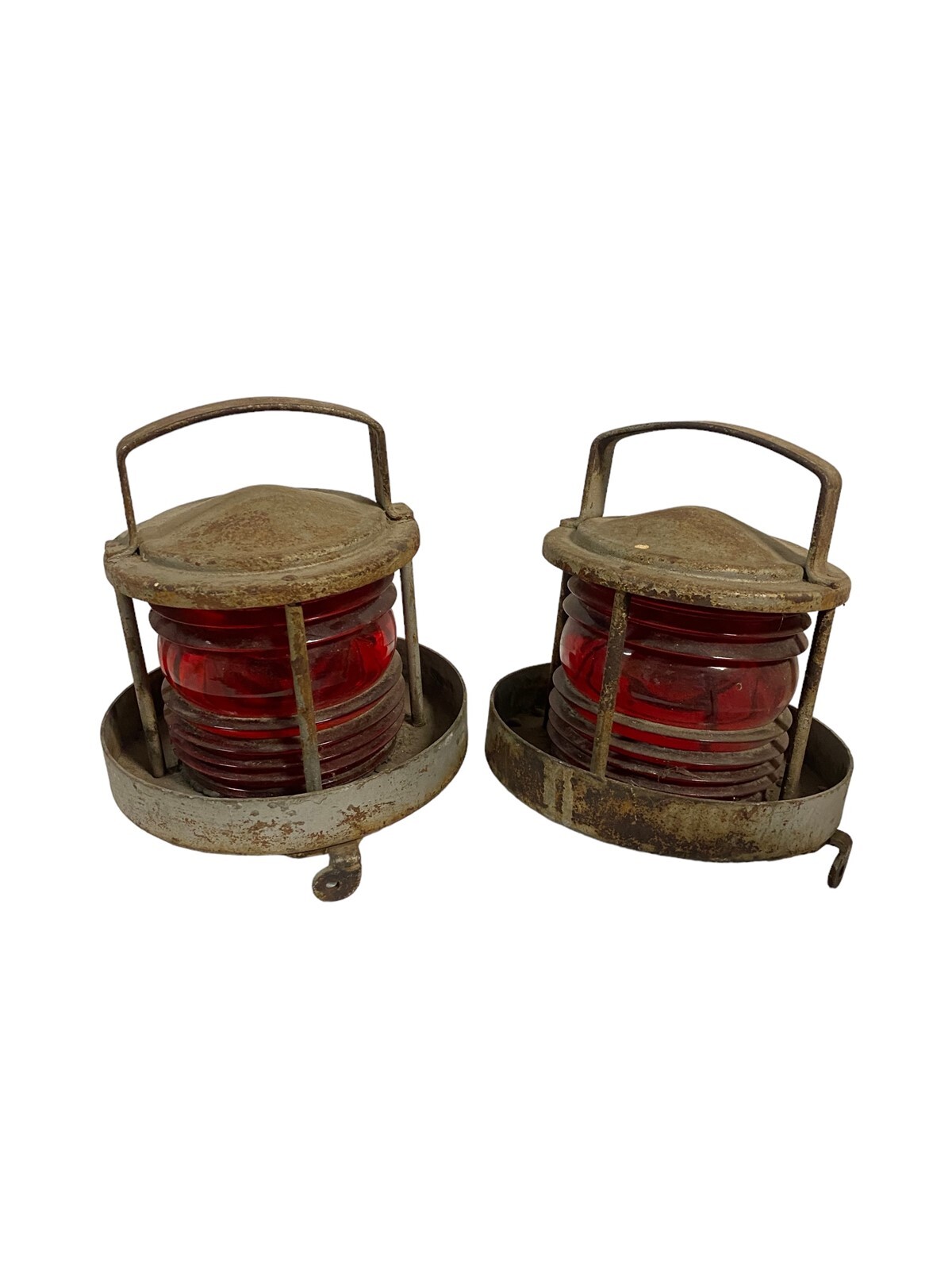 Antique Nautical Ships Signal Navigation Lanterns Set of Two