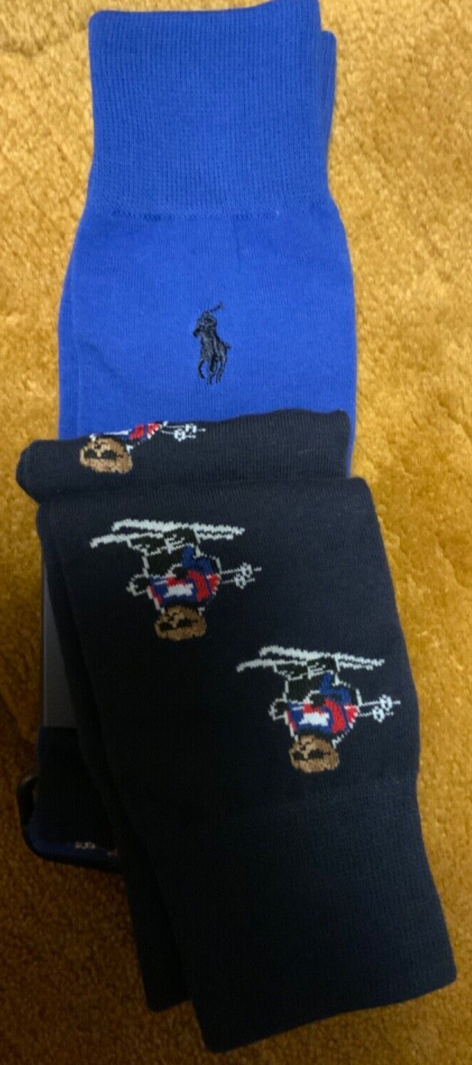 Polo RALPH LAUREN iconica polo da sci orso pony 2 paia calzini taglia 10 13 scarpa 6 12.NUOVA CON ETICHETTE