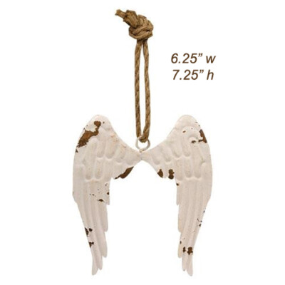 New ~ CHIPPY WHITE ANGEL WINGS 7.25'' x 6.25''  Distressed Metal