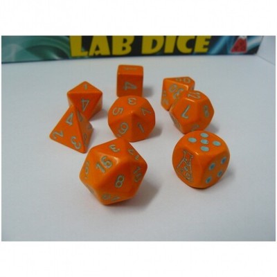 Würfelset - Lab Dice - Opaque Heavy Orange/turquoise (7+1 Würfelset-Tube)
