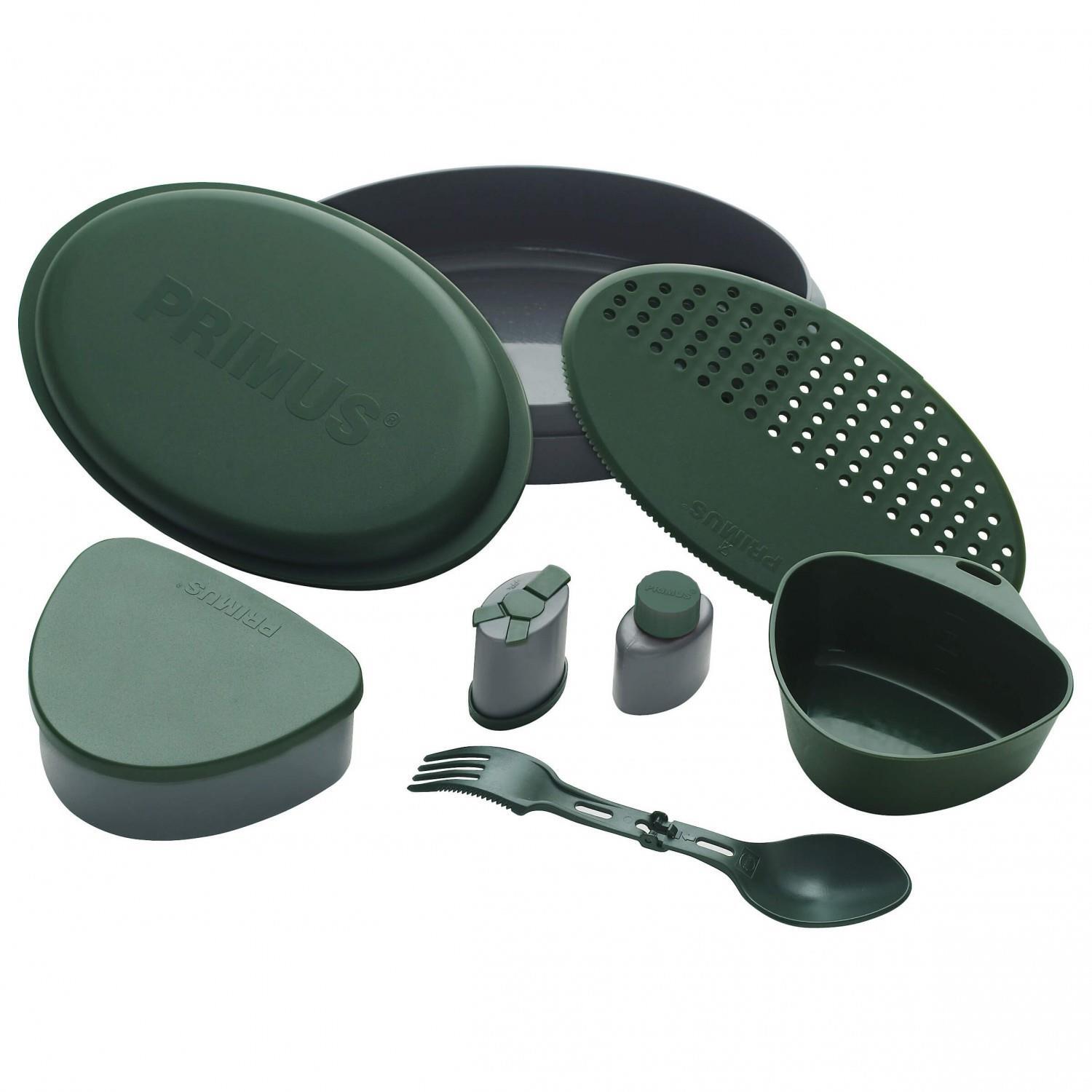 Outdoor Meal Set Camping Hiking 8 Pcs Plastic Food Container Cutlery Green Camping Cookware