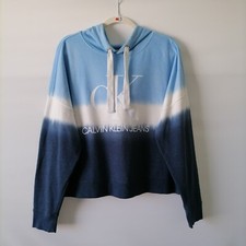 Calvin Klein Jeans Women's Blue Tie Dye Casual Pullover Hoodie Size L