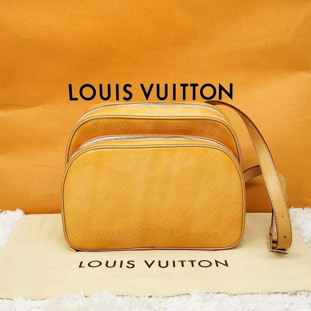 Mini sac à dos LOUIS VUITTON vintage jaune vernis Murray logo authentique 202411M