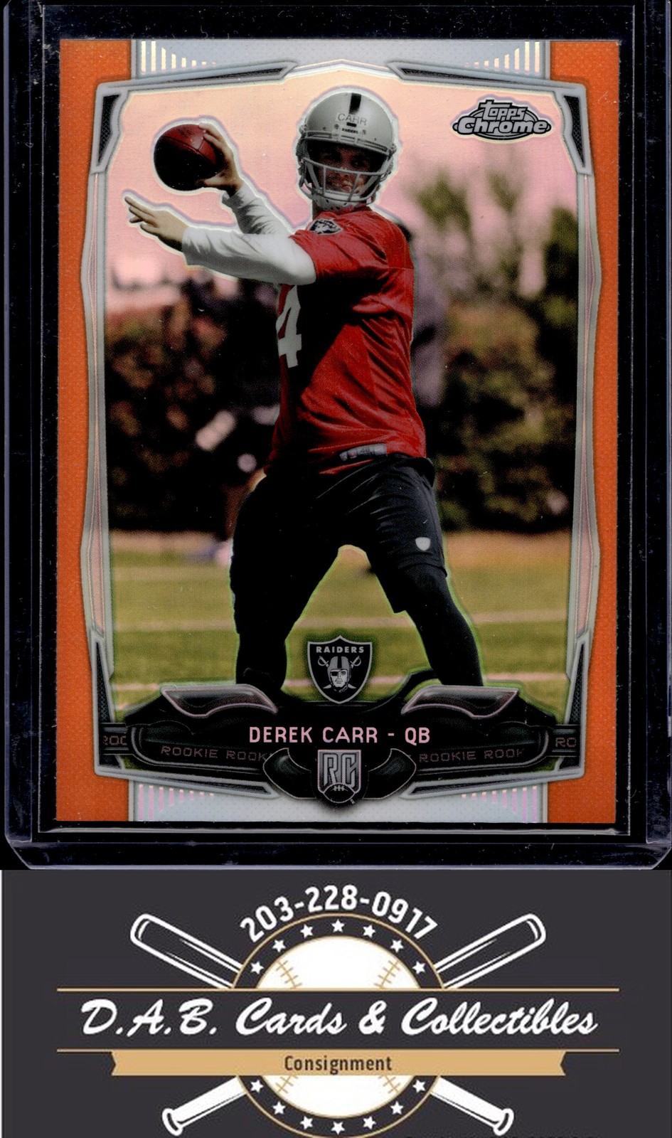 2014 Topps Chrome #115 Derek Carr Orange Refractors Rookie Oakland Raiders E02