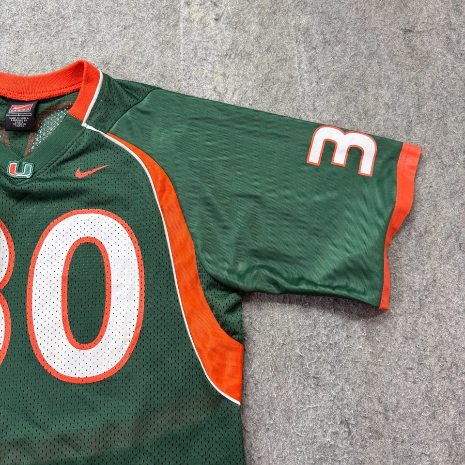 Camiseta de fútbol americano Miami Hurricanes Nike jóvenes niños L verde naranja malla #30 Foto 3 de 4