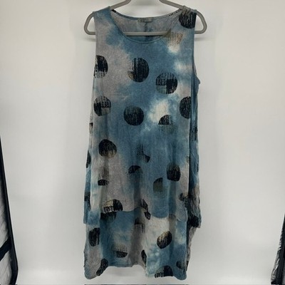 Chalet et Cici Double Layer Sleeveless Dress Womens L Blue Gray Boho Witchy USA