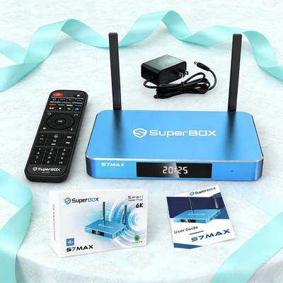 SuperBox Blue Black S7 MAX TV Box 64GB WiFi Media Voice Player Send Make Offer