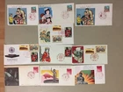 Ten Japan  fdc each three and four same stamps diff pictures
