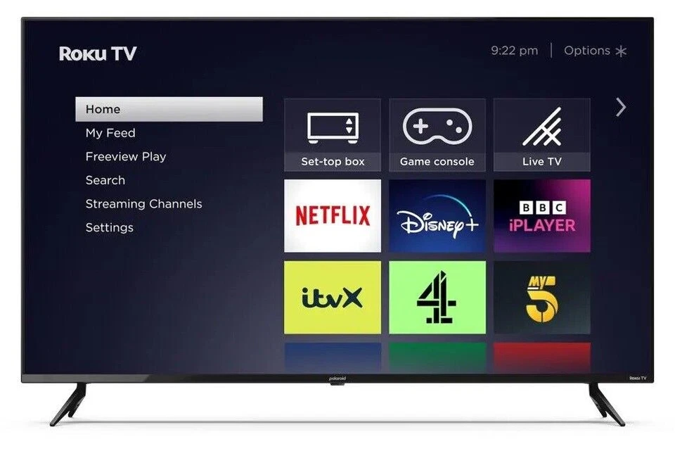 Polaroid P55UR1953U 55" SMART 4K Roku TV Ultra HD HDR LED TV Freeview Play Black - Image 2 of 3