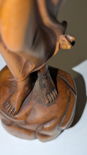 Antique Chinese Natural Boxwood carved Beauty statue Sculpture With Patina - Picture 14 of 17