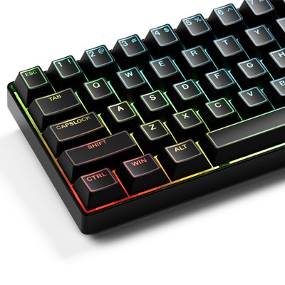 142PCS Doubleshot PBT Keycap Set Cherry Profile Black Shine Through Mechanica...