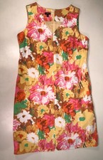 Talbots Floral Sleeveless Dress Cotton Fully Lined 14 Petite Pink Orange Yellow