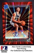 2021-22 Donruss Joshua Primo Rated Rookies Holo Red Laser #/49 RC Spurs Auto