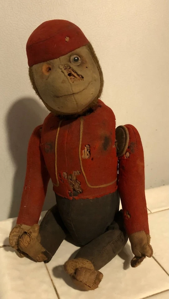 Mono Bell Hop Schuco Sí / No 12" de alto c. Años 1920 - 1930 ¡Funciona! Piezas Foto 2 de 4