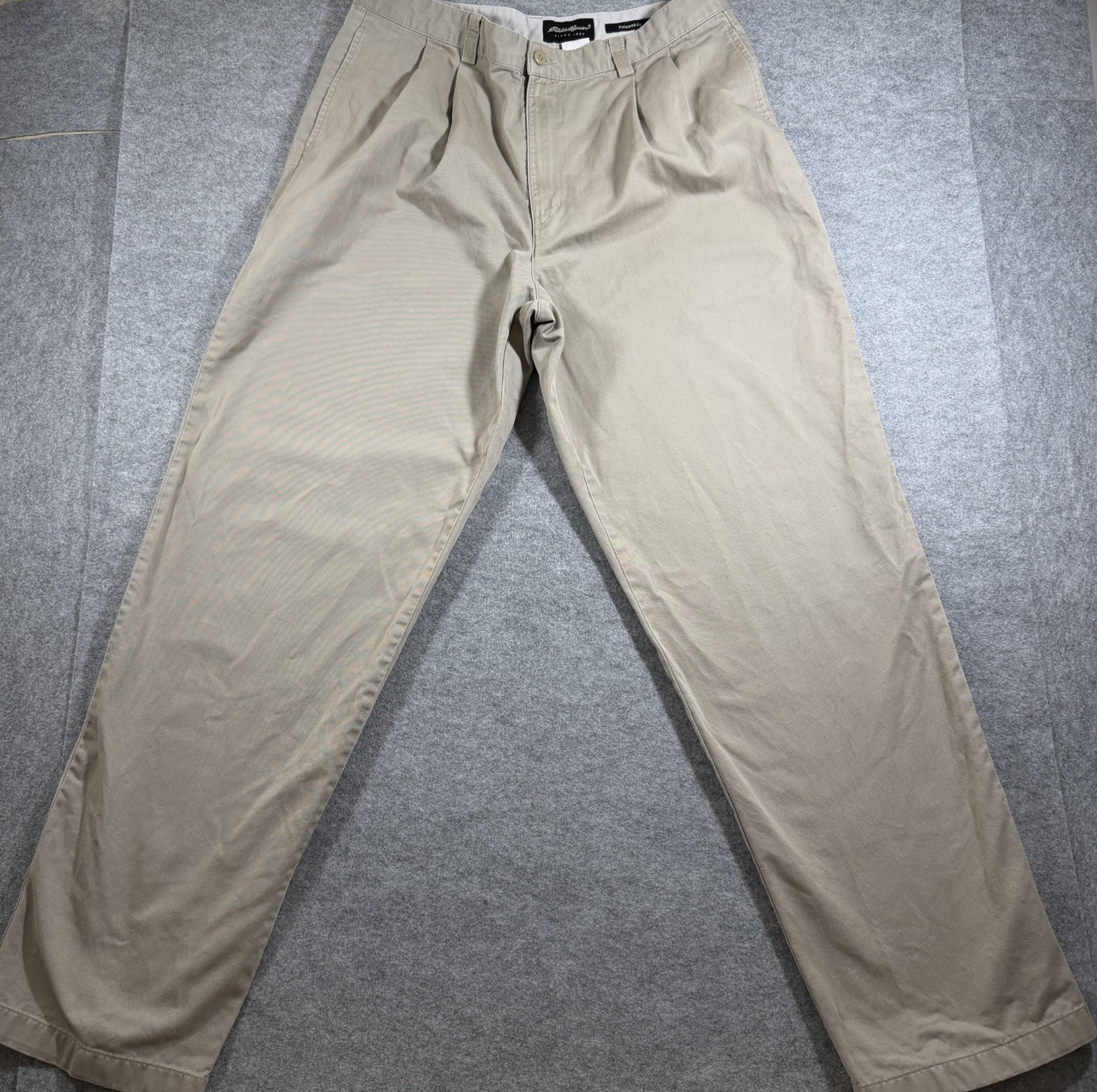 Eddie Bauer Pants Mens 36x34 Fits 34x32 Khaki Relaxed Fit Straight Leg Cotton