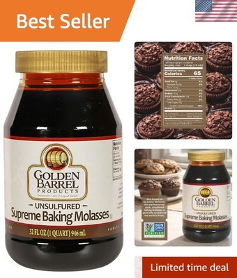 32 Ounce Unsulphured Molasses for Classic Baking & Cooking - No Additives