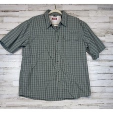 Wrangler Authentic Men  s XL Premium Short Sleeve Button Up Green Plaid Shirt