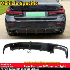 Rear Bumper Diffuser w/ Light For BMW 5 Series 2021-2023 G30 LCI Base Shark Fin