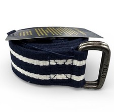 Polo Ralph Lauren D-Ring Adjustable Striped Belt Size Medium 32 Navy