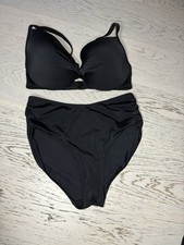 Dunnes Size 12 34E Black High Leg High Waisted Bikini Set