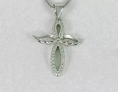 2CT Round Cut Lab-Created Diamond Women's Cross Pendant 14k White Gold Plated