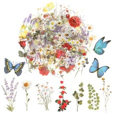543PCS  70 Sheets Natural Flower Stickers for Scrapbooking  Self-Adhesive