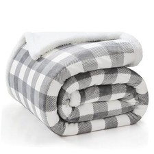 Sherpa Fleece Blankets King Size - Grey and King 108"x90" Grey White Sherpa