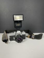 Minolta SRT MC-II 35mm SLR Film Camera w/ 45mm f/2 Lens Sunpak Auto Zoom Flash