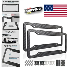 Aluminum License Plate Holder 2 Pack Carbon Pattern Easy Installation Hardware