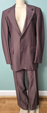 Mens Vintage Sears Travelknit Brown 70s Suit Size 42 L / 34 x 31