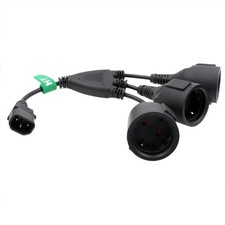 C14 Male to 3X Euro Schuko Socket Power Cord Y Splitter UPS PDU Extension Cab...