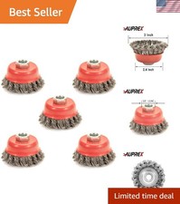 Knotted Wire Cup Brush for Angle Grinder Heavy Duty Rust Paint Removal 5 Pack
