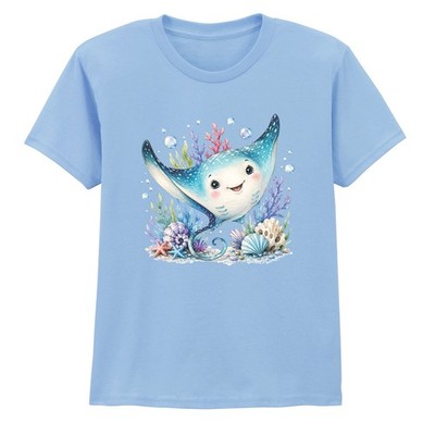 Süßes Aquarell Stachelrochen Jungen Mädchen Kinder T-Shirt Ozean Geburtstag Geschenk für Kinder
