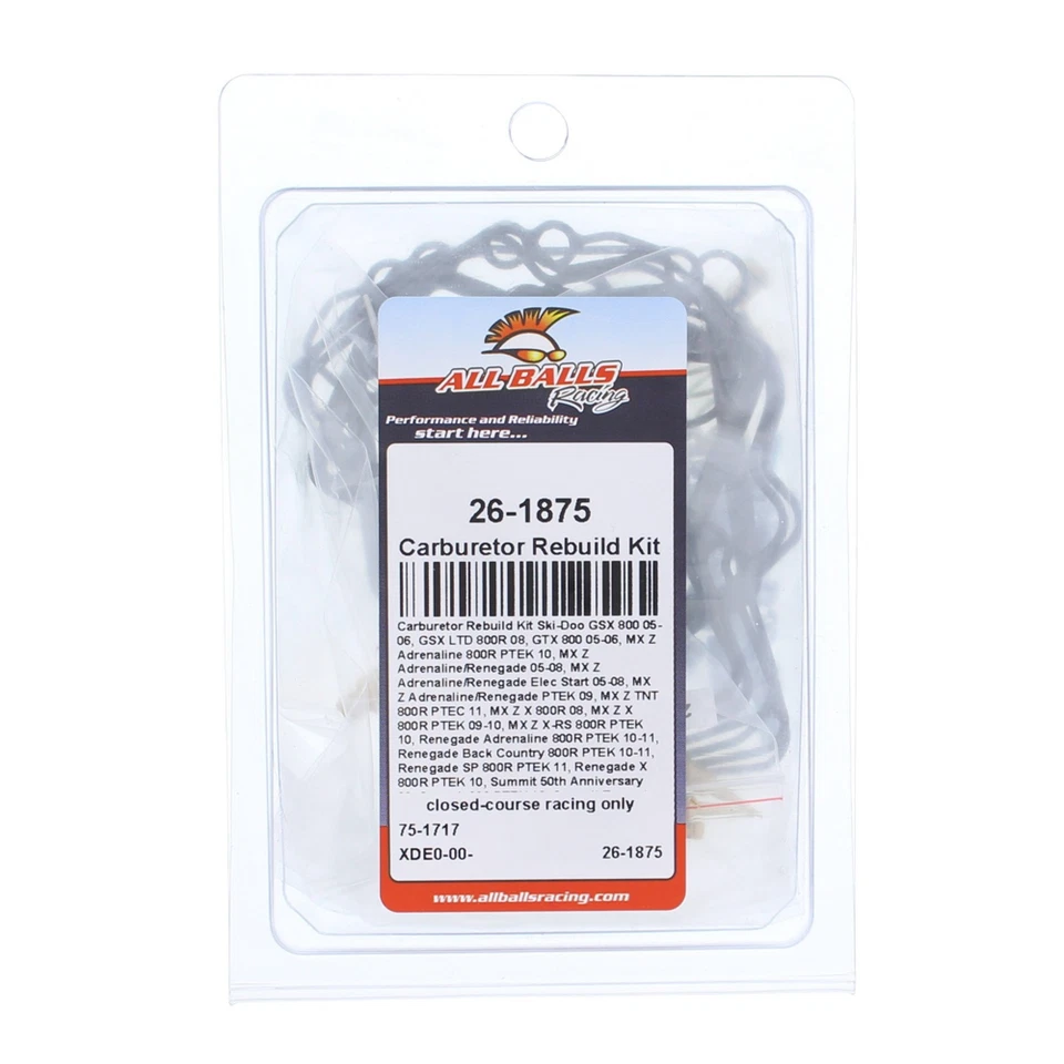 New All Balls Carburetor Rebuild Kit 26-1875 for Ski-Doo Summit SP 800 R PTEK 11 - Image 4 of 4