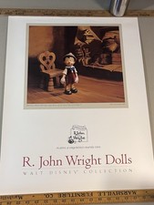 R. John Wright Dolls Winnie The Pooh, Disney, Pinocchio Signed 5 Poster Lot Vtg